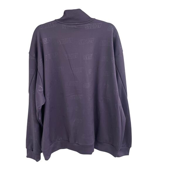 Adidas Purple Logo Print Quarter Zip Sweatshirt with Pocket Mens Size 2XL - Picture 6 of 8